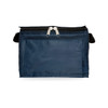 A navy blue zipped bag with a smooth finish and a front pocket, suitable for storing small items.