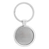 A silver Anello keychain featuring a circular design and a polished metal finish, complete with a circular keyring.