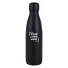 A drink bottle in sleek black with a classic design and an area for a logo.