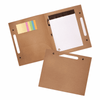 A brown Enviro Folder with a pen, includes a pad of lined paper and sticky notes in pastel colours.
