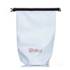 A light blue 10L dry bag with a black zip closure and a logo at the front.