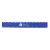A 30cm blue plastic ruler with measurements marked along its length and a logo on one side.