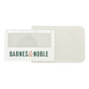 A pocket ruler magnifier in white with a transparent sleeve, featuring a logo.