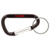 A black 60mm carabiner with a silver clip and a keyring attachment, featuring a logo in red.