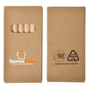 A pack of coloured pencils in a recycled cardboard case, featuring a logo and lead-free design.