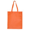 An orange large shopping tote bag with a gusset and sturdy handles. It features a blank surface.