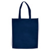 A large navy blue shopping tote bag with gusset and two sturdy handles, featuring a logo.