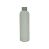 A drink bottle in a sleek, matte grey colour with a screw-top lid and branding visible.