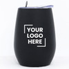 A drink cup in matte black with a clear lid and a branding area. Suitable for various beverages.