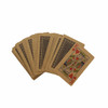 A set of eco-friendly playing cards in brown, featuring a design on the back and a King of Hearts face card.