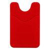 A red Smart Wallet designed to hold cards, featuring a textured back and a cut-out for easy access.