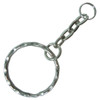 A metal split ring chain keyring featuring a textured circular ring and a chain link.