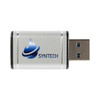 A silver USB Data Blocker with a black tip and a logo on the side, designed for fast charging.