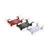 A foldable drone available in red, black, and white, featuring a compact design and propellers.