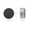 A round silver wireless speaker with a black mesh surface, featuring dimensions of 78mm by 34mm.