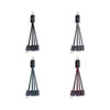 A multi-charge flat charge cable featuring four connectors in black, blue, and red, with a keyring attachment.