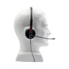 A side view of black Regent Conference Headphones with a flexible microphone attached, displayed on a mannequin head.