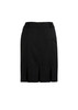 A black multi-pleat skirt featuring a fitted design and waistband, suitable for various occasions.