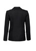A black women's longline jacket with a tailored look and a smooth back design, featuring button detailing.