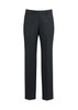 Black slacks with a straight leg design and adjustable waist. Features a branded logo.