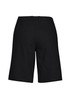 A pair of black women's comfort waist cargo shorts with a simple design and no visible logos.