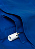 A close-up of blue women's jogger scrub pants, featuring a white drawstring detail.