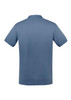 A blue short sleeve polo shirt featuring a classic collar and a small logo on the back.