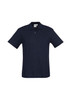 A navy crew men's polo shirt featuring a classic collar and short sleeves, with a logo on the chest.