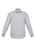 A classic fit long sleeve shirt in light grey featuring a button-up front and a single chest pocket.
