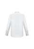 A white long sleeve button-up shirt featuring a classic collar and multiple buttons at the cuffs.