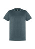 A men's short sleeve tee in a blue-grey colour, featuring a logo on the neckline.