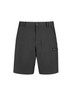 Men's lightweight outdoor shorts in black, featuring a logo and side pocket. Ideal for casual outdoor wear.