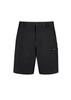 Men's lightweight outdoor shorts in black with a side pocket and branding on the leg.