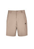 A pair of men's lightweight outdoor shorts in a sandy beige colour, featuring a button closure and a side pocket.