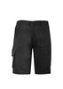 Black women's rugged cooling vented shorts with multiple pockets and a logo on the back.