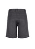 Men's plain utility shorts in dark grey, featuring back pockets and a waistband. Includes a logo on the waistband.