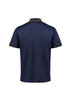 A navy blue men's polo shirt with short sleeves and contrasting collar trim. Features a logo on the chest.