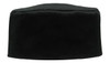 A black poly cotton chef's hat featuring a structured design and a branding logo.