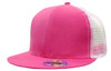 A pink cap with a mesh back and a logo, styled in a structured fit for a modern look.