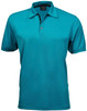 A teal men's polo shirt with a collar, featuring a logo on the chest. Suitable for casual wear.