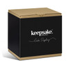 A black box with a kraft lid featuring the Keepsake logo, labelled as a Cake Display.