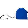 A blue 5 metre measuring tape with a black strap, featuring a logo on the casing.