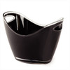 A black ice bucket with a sleek design and clear accents, featuring two side handles.