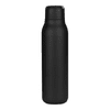A drink bottle in matte black with a metal loop, holding 600ml. Features a logo on the surface.