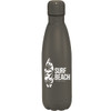 A drink bottle in olive green with a branding logo and a sleek, insulated design. 500ml capacity.