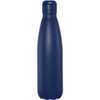 A drink bottle in a sleek navy blue design, featuring a vacuum insulated structure and a rounded base.