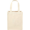 A beige mini cotton tote bag with two handles and a simple, unadorned design.
