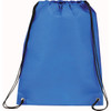 A blue drawstring sportspack with black cords and eyelets, featuring a simple design and a logo.