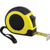 A rugged yellow and black locking tape measure with a retractable measuring tape and a strap for easy carrying.