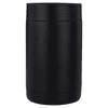 A drink bottle holder in matte black with a sleek design and a branding logo. Ideal for keeping drinks cool.